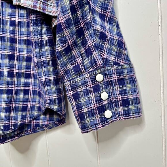Free People Purple Plaid Button Down Shirt - Picture 6 of 8